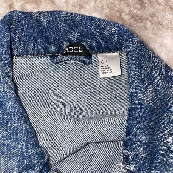 DIVIDED brand stone washed Y2K throwback style button up jean/denim jacket SZ L - Picture 8 of 8